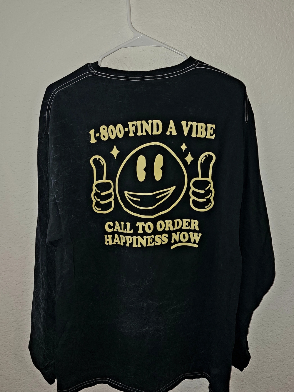 Chemistry Black Long Sleeve Shirt with Yellow Smiley Chest Logo